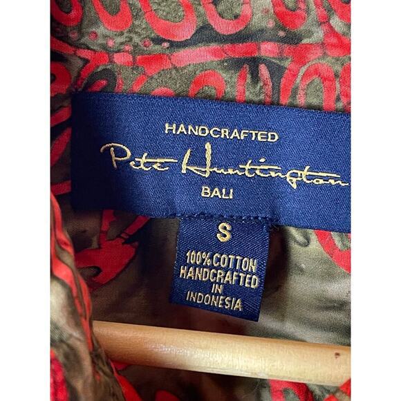 Pete Huntington Brown Orange Short Sleeve Hawaiian Button Up Shirt Men's Size S - Picture 3 of 4